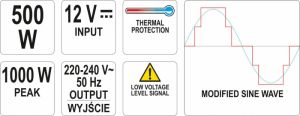 Měnič napětí 12/230V 500W do auta , Vysoce výkonný měnič do osobního a obytného auta 500W