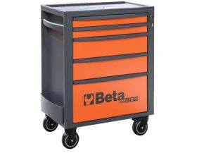 Vozík na nářadí s 5 zásuvkami profi Beta  RSC24/5, oranžový dílenský vozík na nářadí Beta 