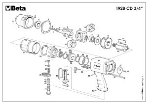 PROFI Rázový utahovák 3/4" 1800Nm BETA 1928CD, pneumatický utahovák 3/4" na tříčtvtkovou velkou golu, utahovák na velkou golu 3/4" na nákladní auta 