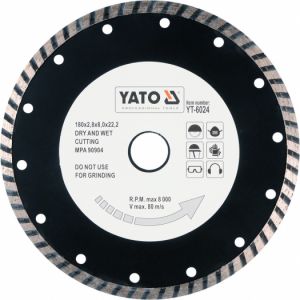 Kotouč diamantový plný se segmenty 180 x 22,2 x 2,8 mm turbo segmenty , Kotouč diamantový pro suché i mokré řezání s použitím na beton, dlažbu, zdivo, kámen a pískovec.