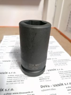 Prodloužená rázová hlavice 33mm na 1" utahovák, ořech dlouhý na kola kamionu33mm - Whitworth 3/4" na 1" golu  6hranná, Ořech na kola kamionu 33 