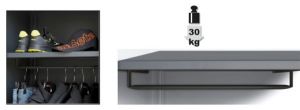 Jednodveřová skříň na nářadí s držákem pro sestavu dílenského nábytku c45PRO, 4500/C45PRO/AS1 R600 RB600