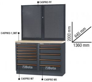 Ponk s dřevěnou pracovní deskou pro sestavu dílenského nábytku C45PRO 2.0 BPW, 4500/C45PRO/2.0/BPW-1.3