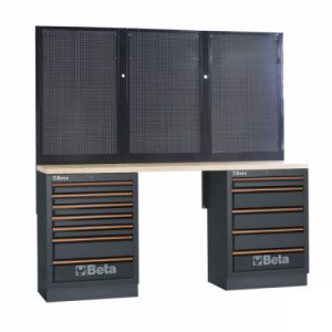Sestava pracovního ponku s dřevěnou deskou dílenského nábytku C45PRO 2.0 BPW, 4500/C45PRO/2.0/BPW-2.0