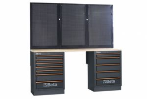 Sestava pracovního ponku s dřevěnou deskou dílenského nábytku C45PRO 2.0 BPW, 4500/C45PRO/2.0/BPW-2.0