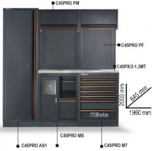 Sestava dílenského nábytku C45PRO 2.0 CX, 4500/C45PRO2.0/CX