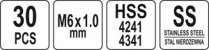 Sada na opravu závitů M6 30 ks vložek, oprava strženého závitu M6 nerezovou vložkou na stejný závit 