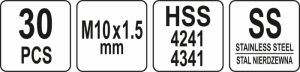 Sada na opravu závitů M10 30 ks vložek, oprava strženého závitu M10 nerezovou vložkou na stejný závit 