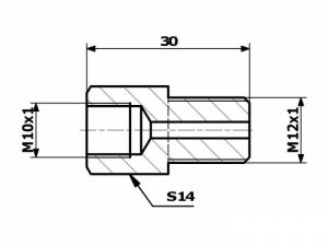 redukce na brzdové šroubení z M12x1xna M10x1, redukovaná spojka brzdových holendrů z M12x1 na M10x1, Spojka brzdových trubek 10x1 na 12x1 venkovní závit 