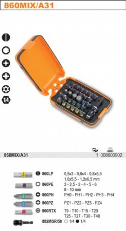 Sada 31 bitů s barevným rozlišením v plastové krabičce Beta 860MIX/A31 