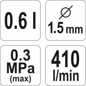 stříkací pistole tryska 1,5mm HVLP vrchní nádobka, Pistole na lakování s nádrží 0,6l 1.5mm