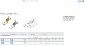 konektor samec 6,3mm Neizolovaný konektor 25ks  Faston-konektor 6,3mm neizolovný pro kabel 1-2,5mm, plochý auto konektor zástrčný neizolovaný 