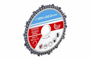 Kotouč na dřevo řetězový do úhlové brusky125x22.2mm, řezací kotouč pro úhlovou brusku s řetězem z motorové pily 