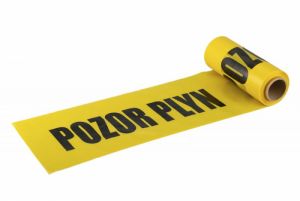 výstražná výkopová fólie ochrana plynového vedení uloženého v zemi proti případnému poškození při výkopových pracech, Fólie výstražná - plyn 22cmx50mx0,07mm