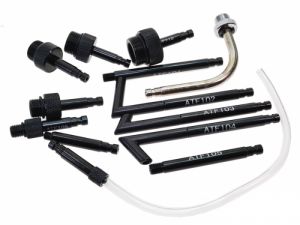 Adaptéry koncovky pro plnění oleje do automatických převodovek a diferenciálů sada 13 ks, Sada adaptérů ATF pro plničky oleje do automatických převodovek, 13dílná sada v plastovém kufříku 