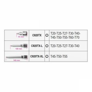 hlavice Torx T20-T25-T27-T30-T40-T45-T50-T55-T60-T70 Sada 18 1/2" hlavic TORX v plastovém kufříku Beta Worker BW923E-TX/C18