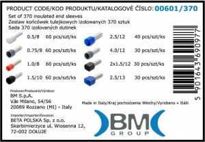 Sada trubičkových koncovek izolovaných na kabely 370ks  BM BETA Itálie profi