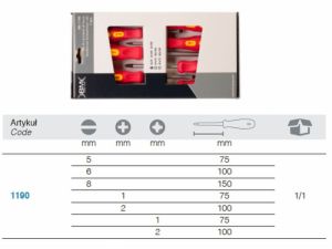 Sada úderových šroubováků profi  7ks BM Beta group šroubovák úderový Ploché 5x75; 6x100; 8x150  Křížové PH 1x75; 2x100; PZ 1x75; 2x100