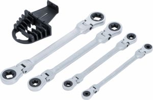 ráčnový klíč E Torx E6xE8; E10xE12; E14x18; E20x24 Sada oboustranných ráčnových očkových klíčů kloubové s očkovými hlavami E-profil | E6 - E24 | 4dílná