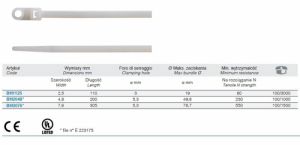 bílá stahovací páska s otvorem na přichycení šroubem Stahovací pásky s oky pro uchycení šroubem transparentní 1748-BH, profi stahovací elektrikářské pásky plast bílé transparentní 