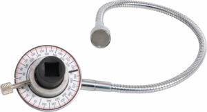 Ráčnový 1/2" úhloměr s ohebným magnetickým krkem pro momentový klíč, úhloměr  k momentovému klíči s ohebnou magnetickou nohou 