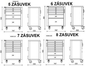 Pojízdný dílenský vozík pod ponk se zásuvkami, pro kombinaci dílenského nábytku Beta RSC50 2.0 c5 c6 c7 c8