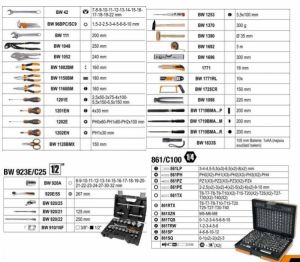 Vozík basička na nářadí se 3 moduly a sadou 251 kusů nářadí pro všeobecnou údržbu Beta BW4300E/21, profi sada nářadí v mobilním vozíku boxu Beta se servisní techniky i domácnosti