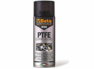 Mazivo na bázi PTFE pro mazání průmyslových řetězů a mechanických pohybů vystavených vysokému namáhání a nízkým otáčkám  pro závěsy, zámky, pojezdy, brány a aplikace na plasty a gumu BETA 400ml