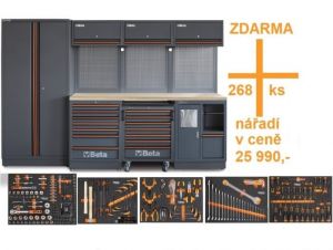 Sestava dílenského nábytku C45PRO 2.0 X/W se sadou 268ks nářadí BW 5945/2023 ZDARMA, profesionální ponk do dílny s nářadím 