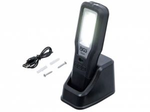Aku pracovní COB LED lampa s nabíjecí stanicí (2,0 Ah), aku pracovní světlo se zasouvací stojatou nabíječkou, 