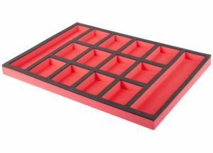 Pěnová vložka do dílenského vozíku, 14 přihrádek 525 x 390 x 35 mm vhodné i pro vozík Beta C45PRO, vložka modul do dílenského vozíku s přihrádkami krabičkami pěnová  