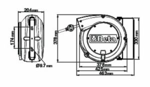 Automatický buben 15m naviják se vzduchovou hadicí 10mm x14mm, nárazuvzdorné plastové tělo, pro použití se vzduchem nebo vodou 15bar BETA 1900M 10x14, naviják pro pneumatické nářadí pr 10mm vnitřní pr