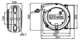 Automatický naviják na zeď 10m, 15m s elektrickým kabelem 4Gx1.5 mm² BETA 1846 10-H05 15-H05, profi buben na elektřinu na stěnu 