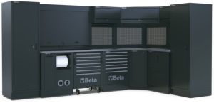 Stěna ponk do rohu dílny profi provedení Beta Itálie, modulární sestava dílenského nábytku BETA rohová RSC50 2.0 L 5000/RSC50/2.0/L
