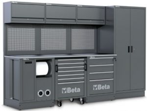 Dílenská stěna ponk profi Beta šedá RSC50 2.0 G 5000/RSC50/2.0/G pracovní ponk délka 3,2m se skříní