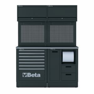 Dílenský ponk s děrovanou deskou a vrchní skříňkou profi kvalita Sestava dílenského nábytku BETA RSC50 2.0 A 5000/RSC50/2.0/A
