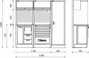 Sestava modulárního profi dílenského nábytku BETA RSC50 2.0 C 5000/RSC50/2.0/C