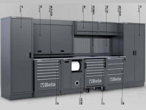 Nábytek do profi dílny garáže Sestava dílenského nábytku BetaTools RSC50 2.0 5000/RSC50/2.0, Italský profi nábytek ponk do garáže dílny