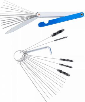 Sada nástrojů pro čištění trysek karburátoru 16ks, sada čistících jehel a kartáčků na trysky od 0,4mm do 7mm,