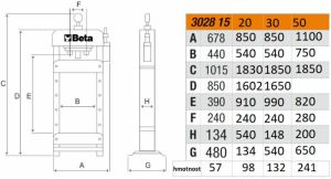 Hydraulický dílenský lis 15t 20t 30t 50t s pohyblivým pístem profi beta 3028/15t 20t 30t 50t