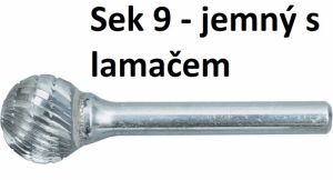 Frézka karbidová kulatá 6mm kulový tvar, 6x5mm, 13x11mm kulatý rotační pilník na stopce 6mm  zůžená stopka profi průmyslová kvalita 