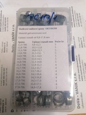 Sada malých hadicových ouškových spon OETIKER 9,8-17,8mm profi malé hadicové spony zamačkávací na hadičky 
