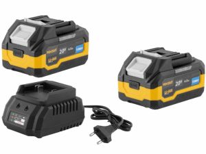 pro-craft náhradní baterie a nabíječka aku nářadí, 2x baterie 20V 4Ah a 1x nabíječka Pro-Craft