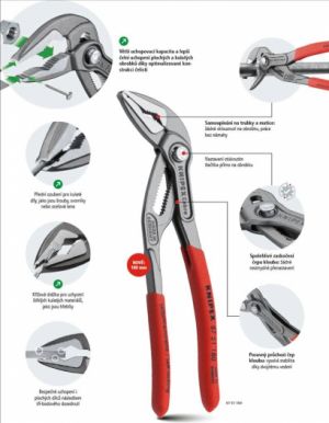 Kleště sika s úzkou čelistí Knipex Cobra ES 180mm, sikovky štíhlé delší čelist profi 180mm Knipex
