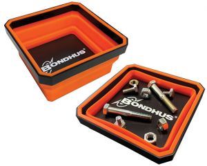 Magnetický skládací zásobník na díly 2ks, magnetická miska skládací na nářadí a spojovací materiál , magnetická miska oranžová hranatá skládací 