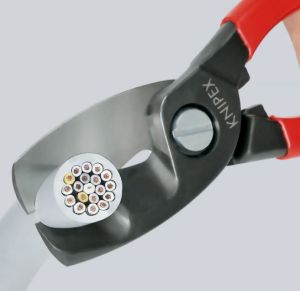 Kabelové štípací nůžky s dvojitým břitem 200mm  Knipex K střihání měděných a hliníkových kabelů, jednožilových a vícežilových