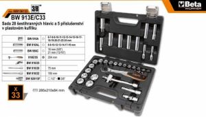 Gola sada střední 3/8 profi BETA WORKER 33ks BW913E/C33, profi gola 3/8" sada 33ks Beta Worker 6-24mm hlavice 