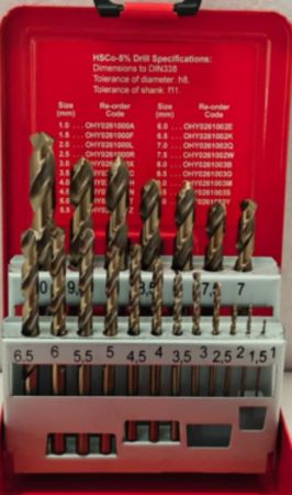 Kobaltové vrtáky HHS Co 5% Sada 1-10mm 19ks