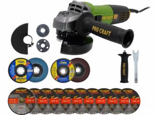 Bruska úhlová Procraft PW1050 + 10x řezný kotouč, 2x lamelový kotouč