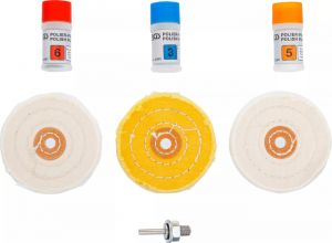 Lešticí sada na měkké kovy mosazi, mědi, zinku a hliníku 7ks